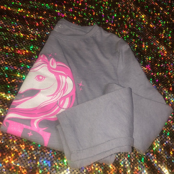 Children Place Love Unicorn Gray Girls Top - Picture 4 of 13